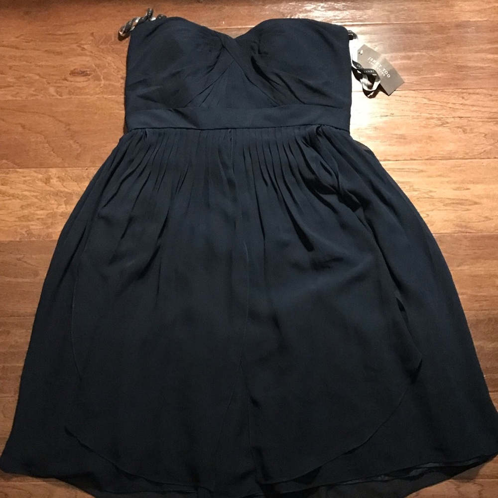 Jenny Yoo navy sweetheart neck bridesmaid dress